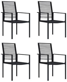 Καρέκλες Kήπου 4 τεμ. Μαύρες από Ρατάν PVC
