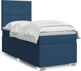 vidaXL Κρεβάτι Boxspring με Στρώμα Μπλε 80x200 εκ. Υφασμάτινο