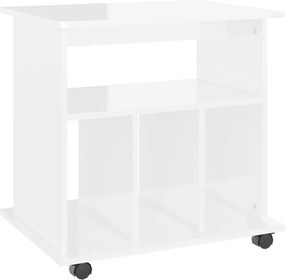vidaXL Ντουλάπι Τροχήλατο Γυαλιστ. Λευκό 60x45x60 εκ. από Επεξ. Ξύλο