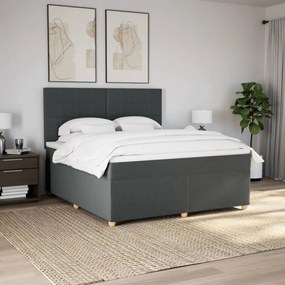 vidaXL Κρεβάτι Boxspring με Στρώμα Σκούρο Γκρι 180x200 εκ Υφασμάτιν