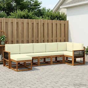 vidaXL Σειρά Καναπέ Εξωτερικού 7 pcs Φυσικό και Κρέμα Πολυεστέρας