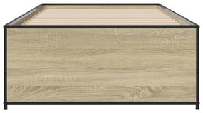 vidaXL Πλαίσιο Κρεβατιού Sonoma Δρυς 90x200 εκ. Επεξ. Ξύλο &amp; Μέταλλο