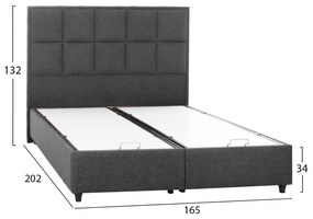 Κρεβάτι Alba με Αποθηκευτικό από Γκρι Ύφασμα 160x200 εκ.