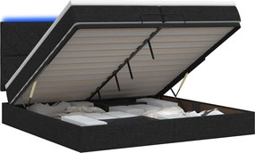 vidaXL Κρεβάτι Ottoman με Στρώμα και LED Μαύρο 200 x 200 cm Ύφασμα