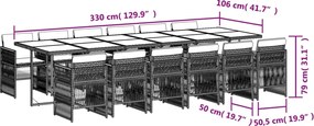vidaXL Σετ Τραπεζαρίας Κήπου 13 τεμ. Καφέ από Συνθ. Ρατάν με Μαξιλάρια