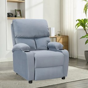 Πολυθρόνα relax με ποτηροθήκη Gartia βελούδο σε γκρι απόχρωση 79x94x102εκ