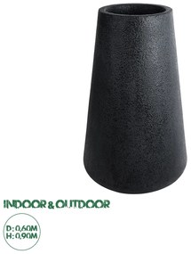 20790 GloboStar® Artificial Garden SOHO 20790 Επιδαπέδιο Πολυεστερικό Τσιμεντένιο Κασπώ Γλάστρα - Flower Pot Μαύρο Φ60 x Υ90cm