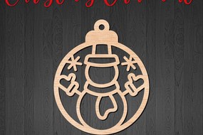 Intra απο ξύλο plywood 3mm-4mm πάχος – Στρογγυλό χριστουγεννιάτικο στολίδι με χιονάνθρωπο Δίασταση 20x20 cm INTRAFABR-108050329