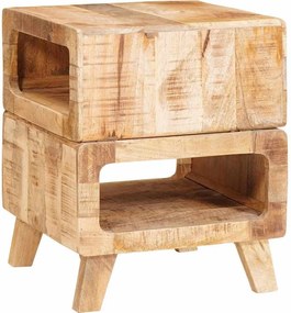 vidaXL End Table με ράφι Καφέ 40 x 40 x 49 εκ Στερεό ξύλο μάνγκο