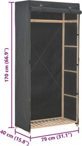vidaXL Ντουλάπα Γκρι 79 x 40 x 170 εκ. Υφασμάτινη
