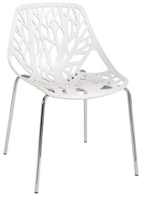 LINEA Καρέκλα Τραπεζαρίας Κουζίνας, Μέταλλο Χρώμιο Πολυπροπυλένιο Άσπρο  54x51x81cm [-Χρώμιο/Άσπρο-] [-Μέταλλο/PP - ABS - Polywood-] ΕΜ120,1W