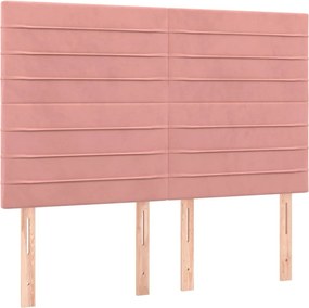 vidaXL Κρεβάτι Boxspring με Στρώμα Ροζ 140x200 εκ. Βελούδινο