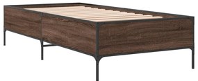 vidaXL Πλαίσιο Κρεβατιού Καφέ Δρυς 100x200 εκ. Επεξ. Ξύλο &amp; Μέταλλο