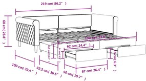 Καναπές Κρεβάτι Συρόμενος Μαύρο 90x190 εκ. Βελούδο &amp; Συρτάρια - Μαύρο