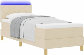 vidaXL LED Κρεβάτι με βάθρο με κεφαλάρι Κρεμ 80 x 200 cm ύφασμα