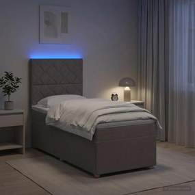 vidaXL Κρεβάτι box spring με στρώμα Taupe 100 x 200 cm Ύφασμα