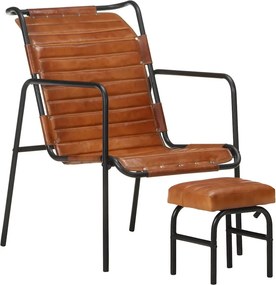 vidaXL Πολυθρόνα Relax Καφέ από Γνήσιο Δέρμα Με Υποπόδιο