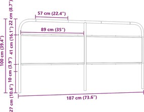 vidaXL Ανταλλακτικό κεφαλάρι Καφέ Δρυς 180 εκ. Ατσάλι/Επεξεργασμένο Ξύλο