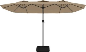 vidaXL Ομπρέλα Κήπου με Διπλή Κορυφή και LED Taupe 449 x 265 εκ.