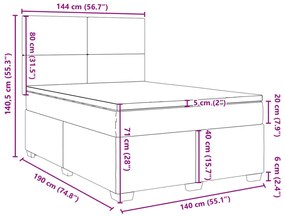 Κρεβάτι Boxspring με Στρώμα Μαύρο 140x190 εκ. Υφασμάτινο - Μαύρο