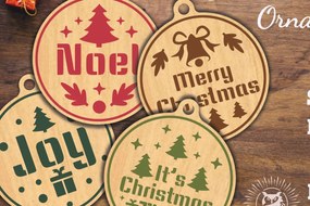 Σετ των 3 Intra απο ξύλο plywood 3mm-4mm πάχος Χριστουγεννιάτικο Στρογγυλό Στολίδι 1 Δίασταση 8x8 cm INTRAFABR-112467265