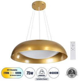 Κρεμαστό Φωτιστικό Οροφής LED 75W 8625lm ANATOLIA Globostar-61270-Χρυσό 61270