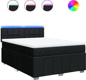 vidaXL Κρεβάτι Boxspring με Στρώμα Μαύρο 140x200 εκ. Υφασμάτινο
