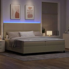 vidaXL LED Κρεβάτι με βάθρο Ανοιχτό Γκρι και Λευκό 200 x 200 cm