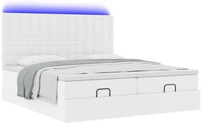 Οθωμανικό κρεβάτι με στρώματα &amp; LEDs Καθαρό λευκό Faux Leather 3314509