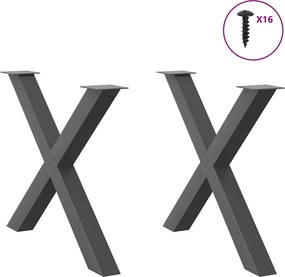 vidaXL Πόδια Τραπεζαρίας σε Σχήμα Χ, 2 τεμ. Ανθρακί 90x(72-73) εκ. Ατσάλι