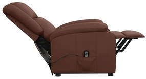 vidaXL Πολυθρόνα Μασάζ με Ανύψωση Γυαλ. Καφέ Συνθ. Δέρμα