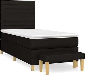 vidaXL Κρεβάτι Boxspring με Στρώμα Μαύρο 90x190 εκ.Υφασμάτινο