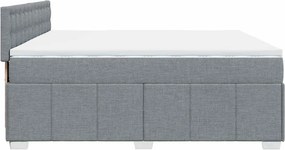vidaXL Κρεβάτι Boxspring με Στρώμα Ανοιχτό Γκρι 200x200 εκ. Υφασμάτινο