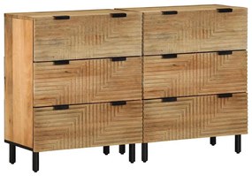 Sideboards 2 τεμάχια καφέ 60x33x75 cm μασίφ ξύλο Mango - Καφέ