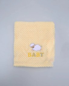 Μονόχρωμη Κουβέρτα Αγκαλιάς Coral Fleece με Κέντημα Baby 75x100cm Εκρού
