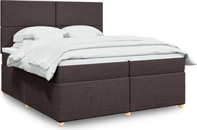 vidaXL Κρεβάτι Boxspring με Στρώμα Σκούρο Καφέ 200x200 εκ. Υφασμάτινο