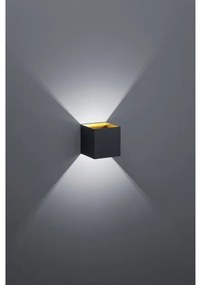 Απλίκα Φωτιστικό Τοίχου LED 4,3W Up Down Κύβος Louis Trio Lighting-223310132-Μαύρο-Χρυσό 223310132