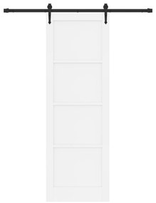 vidaXL Συρόμενη Πόρτα  με Εξαρτήματα Λευκή 78x232 cm Συμπαγές Ξύλο Πεύκου
