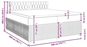 Κρεβάτι Boxspring με Στρώμα Κρεμ 200x200 εκ. Υφασμάτινο - Κρεμ