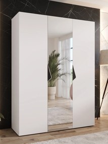 Ντουλάπα Sandi 150 Τρίφυλλη-Λευκό-Με καθρέπτη