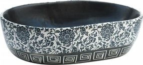 vidaXL Νιπτήρας Οβάλ Μαύρος και Μπλε 47x33x13 εκ. Κεραμικός