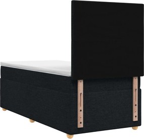 vidaXL Κρεβάτι box spring με στρώμα Μαύρο 90 x 200 cm Ύφασμα