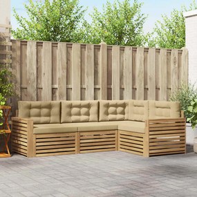vidaXL Σειρά Καναπέ Εξωτερικού 4 pcs Λευκό και Μπεζ