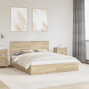 vidaXL Κρεβάτι Αποθήκης Δρύς Sonoma 160 x 200 cm Επεξεργασμένο ξύλο