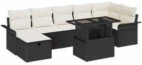 vidaXL Σετ Καναπέ Κήπου με μαξιλάρι 8 pcs Μαύρο Πολυ ράταν