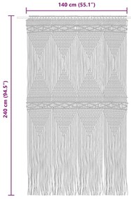 vidaXL Κουρτίνα Μακραμέ Ανθρακί 140 x 240 εκ. Βαμβακερή