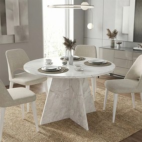 Τραπέζι Tailor Megapap χρώμα λευκό εφέ μαρμάρου Ø120x75,7εκ.