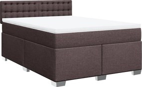 vidaXL Κρεβάτι Boxspring με Στρώμα Σκούρο Καφέ 160x200 εκ Υφασμάτινο