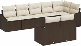 vidaXL Σετ Καναπέ Κήπου 8 pcs Καφέ και Λευκό συνθετικό ρατάν