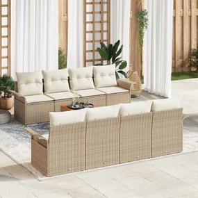 vidaXL Σετ Καναπέ Κήπου 9 pcs Μπεζ Πολυ ράταν